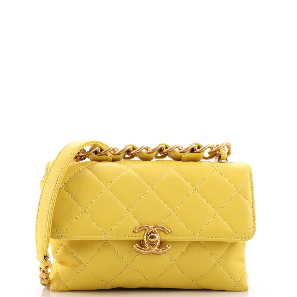 Chanel Chain Bar Top Handle Flap Bag Quilted Calfskin Mini Auction