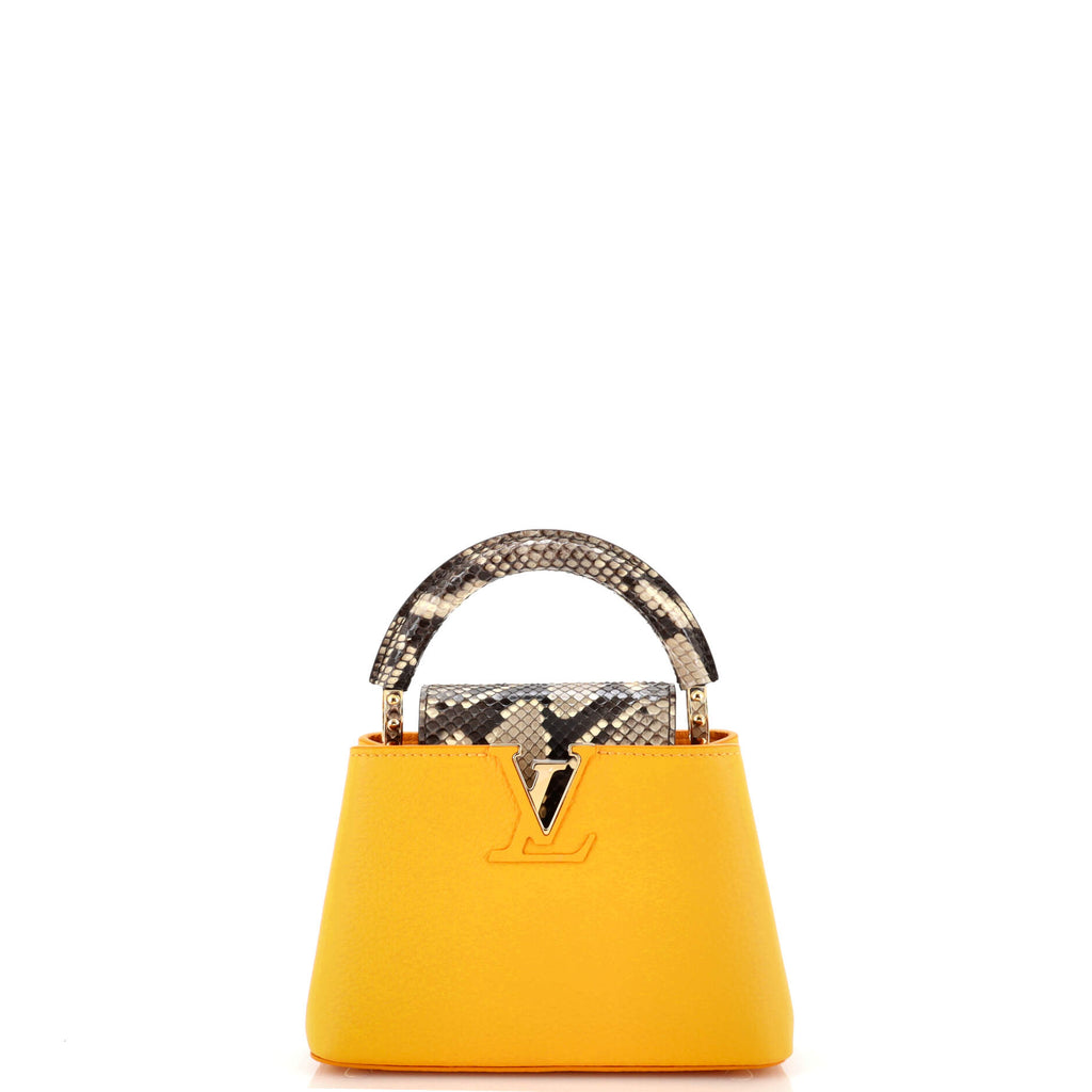 Louis Vuitton Capucines Bag Leather with Python Mini Yellow 2021241