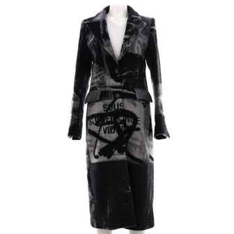 Off White x Pablo Tomek Women's Graffiti Long Coat Printed Wool Blend