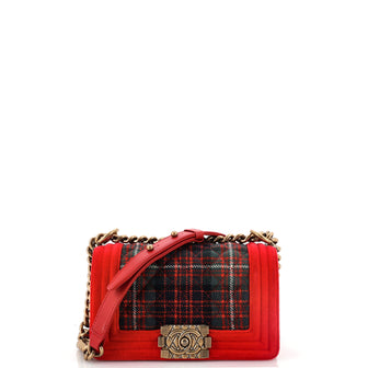 Chanel Paris-Edinburgh Boy Flap Bag Quilted Tweed with Velvet Small