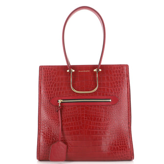 Alexander McQueen The Tall Story Tote Crocodile Embossed Leather