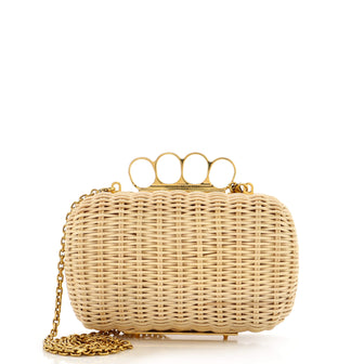 Alexander McQueen Four Ring Box Clutch Straw Small