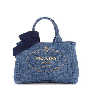 Prada Canapa Convertible Tote Denim Mini