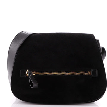 Tom Ford Jennifer Soft Saddle Bag Suede with Leather Small