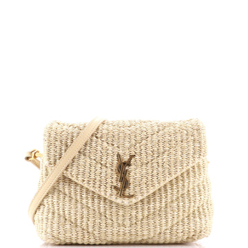 Saint Laurent LouLou Shoulder Bag Matelasse Chevron Raffia Toy