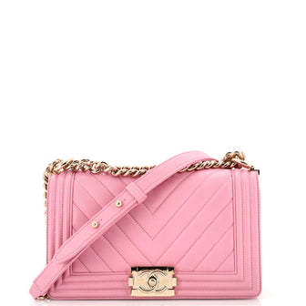Chanel Boy Flap Bag Chevron Lambskin Old Medium