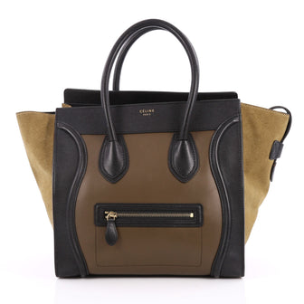 Celine Tricolor Luggage Handbag Leather Mini Black 2022601