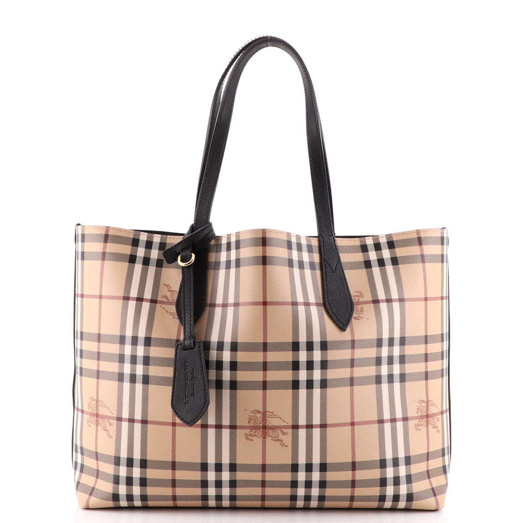 Burberry Haymarket Check Reversible Tote - Brown Totes, Handbags