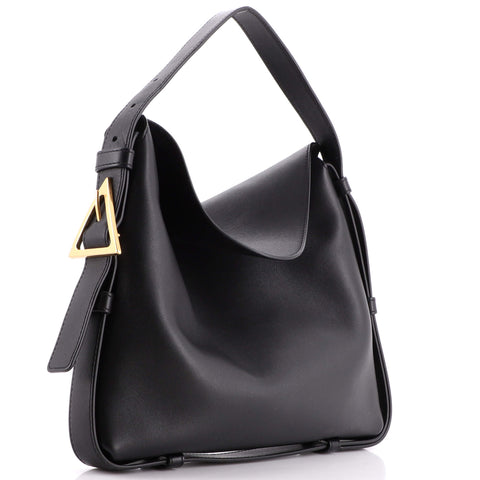 Bottega Veneta Cradle Shoulder Bag Leather Medium Black 202293111