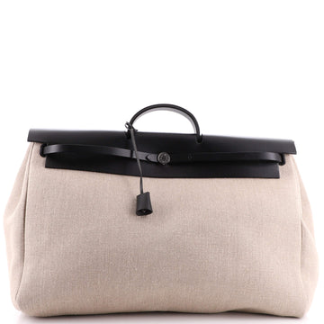 Hermes Herbag Zip Leather and Toile 50