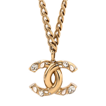 Chanel Giant CC Pendant Necklace Metal with Crystal and Faux Pearl