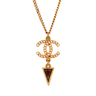 Chanel CC Geometric Chain Necklace Metal with Cabochons