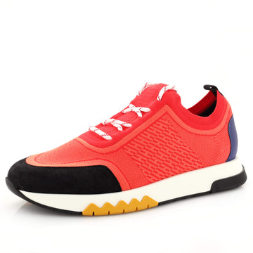 Hermes Men's Addict Sneakers Knit Fabric with Leather