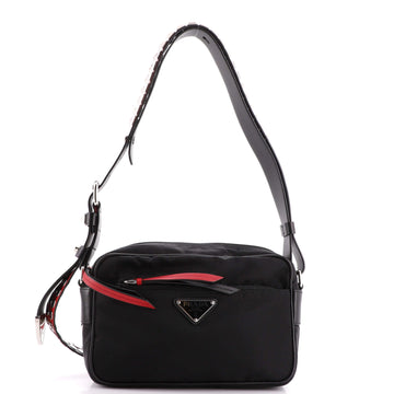 Prada New Vela Shoulder Bag Tessuto with Studded Leather Small