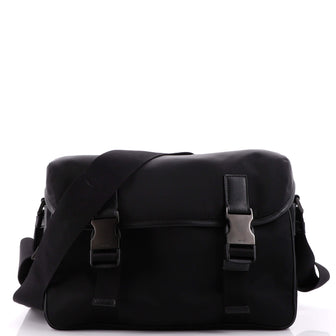 Prada Double Buckle Flap Messenger Bag Tessuto Large