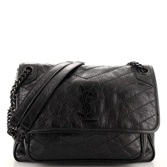 Saint Laurent Niki Chain Flap Bag Matelasse Chevron Leather Medium