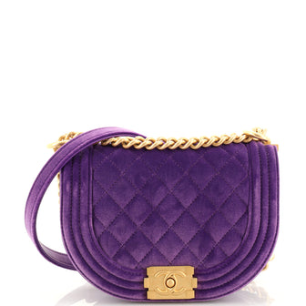 Chanel Boy Curved Messenger Bag Quilted Velvet Small