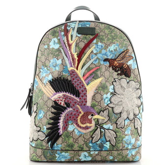 Gucci Zip Backpack Embroidered Printed GG Coated Canvas Medium