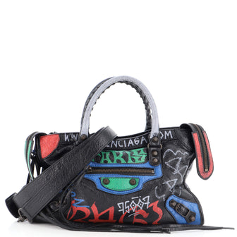 Balenciaga City Graffiti Classic Studs Bag Leather Small