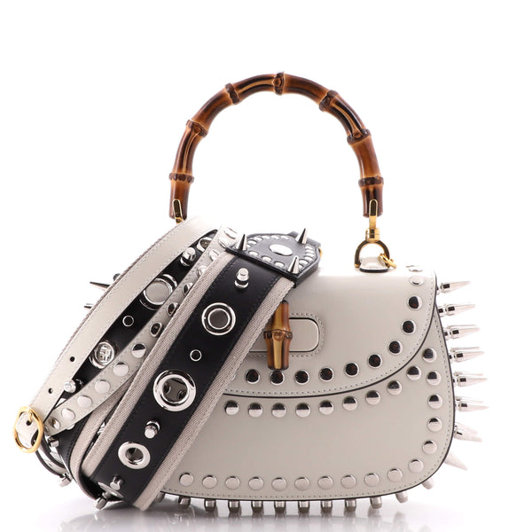 Gucci Bamboo 1947 Top Handle Bag Studded Leather Small 202293