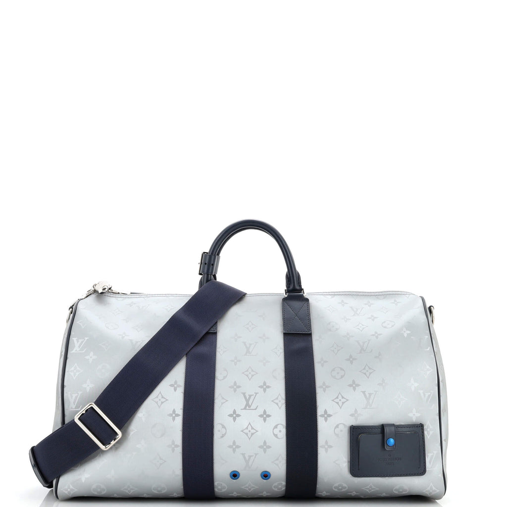 Louis Vuitton Keepall Bandouliere Bag Limited Edition Monogram Satellite  Canvas 50 Blue 20229330