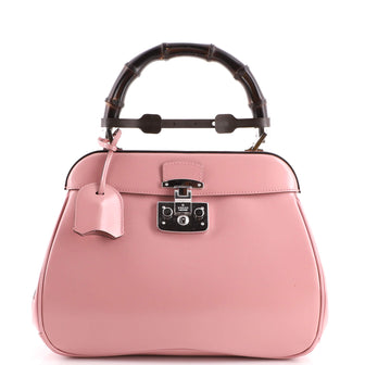 Gucci Lady Lock Bamboo Top Handle Bag Leather Medium