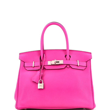 Hermes Birkin Handbag Pink Clemence with Palladium Hardware 30