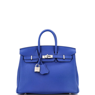 Hermes Birkin Handbag Blue Togo with Palladium Hardware 25