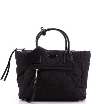 Prada Bomber Convertible Tote Quilted Tessuto Small