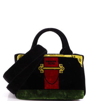 Prada Canapa Convertible Shopping Tote Printed Velvet Small