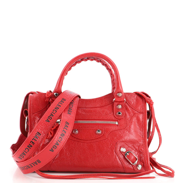 Balenciaga Logo-Print Leather Shoulder Strap for Handbag