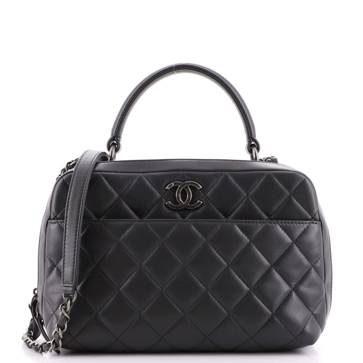 Chanel Trendy CC Bowling Bag Quilted Lambskin Medium Gray 20229369