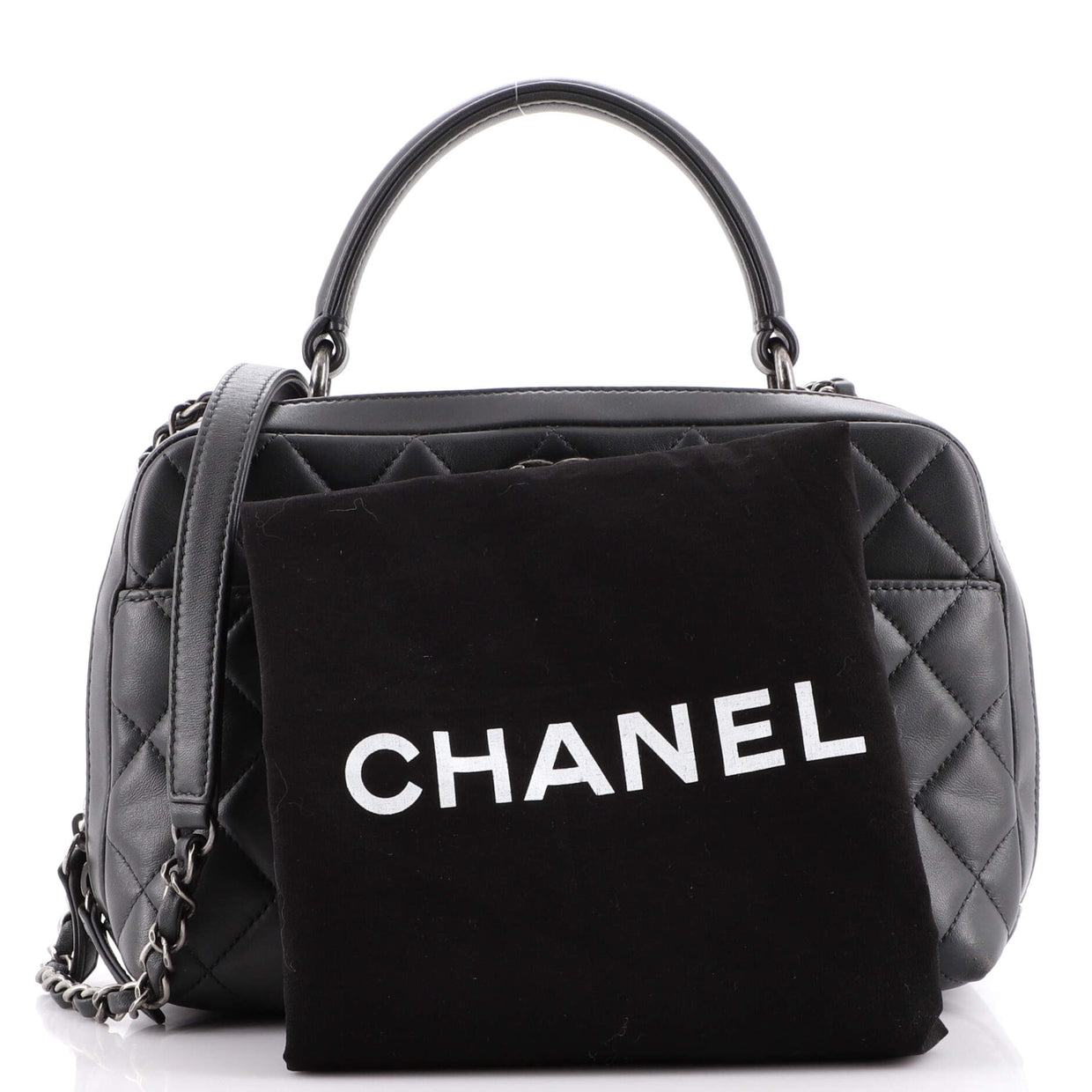 Chanel Trendy CC Bowling Bag Quilted Lambskin Medium Gray 20229369