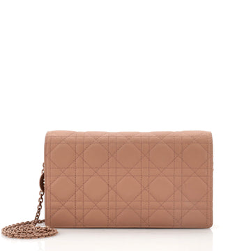 Christian Dior Ultra Matte Lady Dior Wallet on Chain Pouch Cannage Quilt Calfskin Long