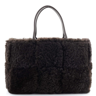 Bottega Veneta Arco Tote Intrecciato Shearling Small