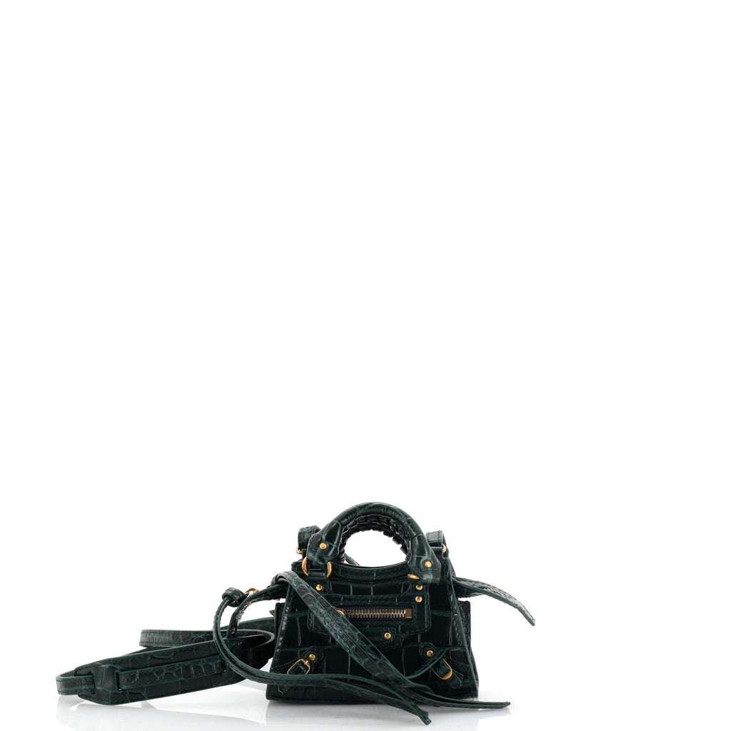 Balenciaga Neo Classic City Bag Crocodile Embossed Leather Super Nano Black  1939912
