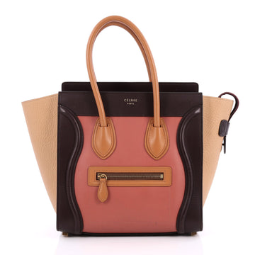 Celine Multicolor Luggage Handbag Leather Micro Purple 2023301