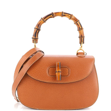 Gucci Vintage Convertible Bamboo Top Handle Bag Leather Medium