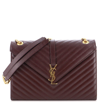 Saint Laurent Classic Monogram Envelope Satchel Matelasse Chevron Leather Large