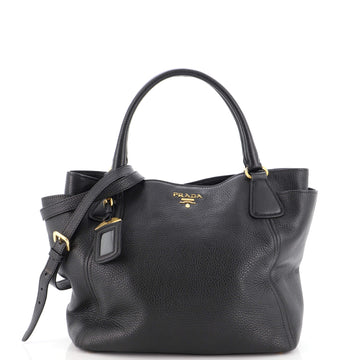 Prada Side Pocket Convertible Tote Vitello Daino Large