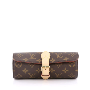 Louis Vuitton 3 Watch Case Monogram Canvas Brown 2024001
