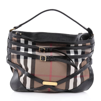 Burberry Bridle Dutton Hobo House Check and Leather Brown 2024201