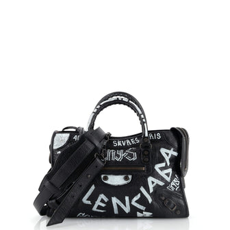 Balenciaga City Graffiti Classic Studs Bag Leather Small