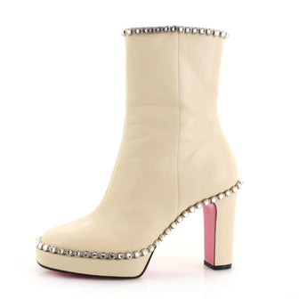 Gucci Women's Olympia Heeled Ankle Boots Leather with Crystals