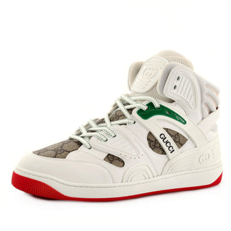 Men's Gucci Basket High-Top Sneakers GG Coated Canvas and Demetra