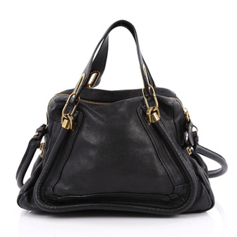 Chloe Paraty Top Handle Bag Leather Medium Black