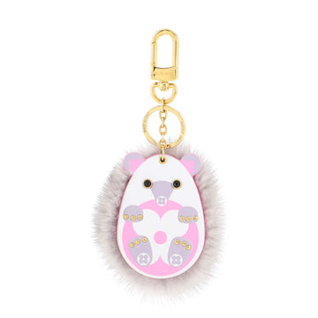 Louis Vuitton Hedgehog Bag Charm and Key Holder Leather and Fur with Crystals
