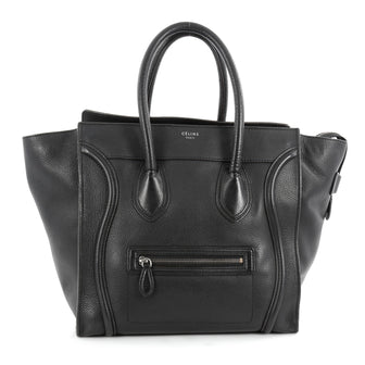 Celine Luggage Handbag Grainy Leather Mini Black 2024801