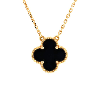 Van Cleef & Arpels Vintage Alhambra Pendant Necklace 18K Yellow Gold and Onyx