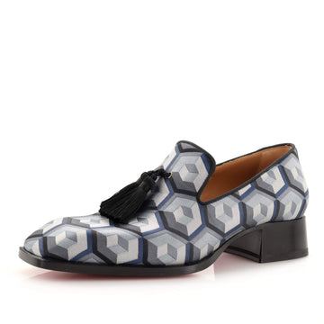 Christian Louboutin Men's Chinchinodou Tassel Loafers Printed Fabric